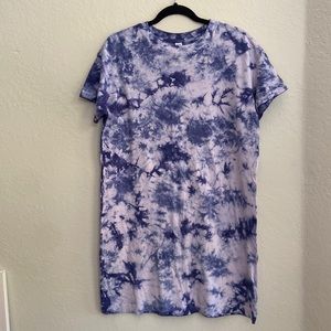 Old Navy S Small Women’s Purple Cotton Tie Dye T-shirt Dress